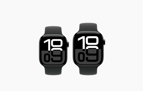 Часы Apple Watch Series 10, 42 мм, корпус из алюминия цвета «чёрный оникс», спортивный ремешок чёрного цвета, размер S/M (MWWE3)
