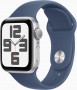 Часы Apple Watch SE 2024, 40 мм, корпус из алюминия серебристого цвета, спортивный ремешок джинсового цвета, размер S/M (MXEC3)